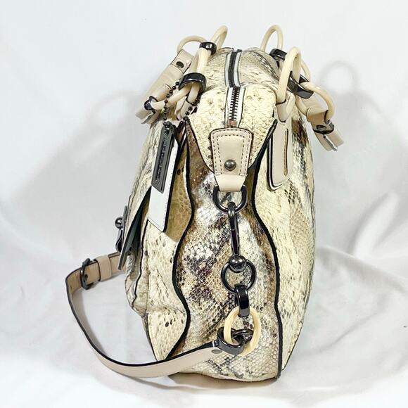 Coach Kristin Python Snakeskin Tote Satchel Shoulder Metallic Limited Edition - Picture 2 of 16